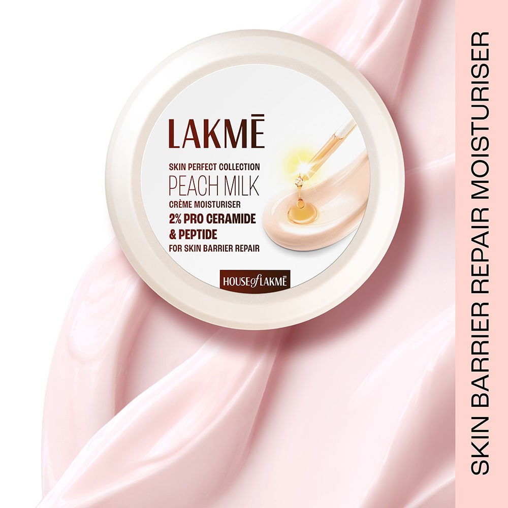 Lakmé Peach Creme Moisturiser, Ceramide & Peptide, Skin Barrier Repair & Hydrated Glow 50 g