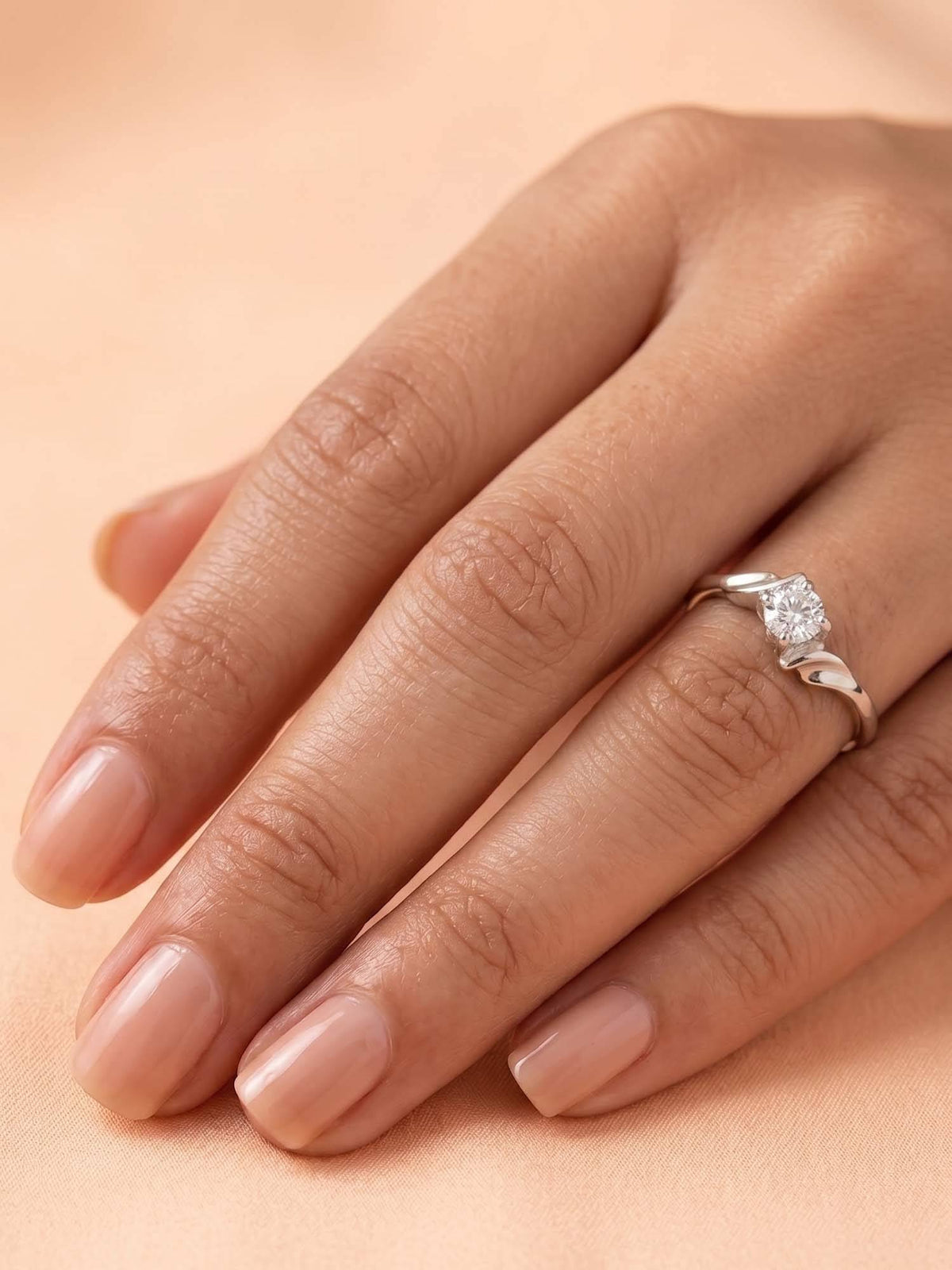 925 SILLER 925 Pure Silver Solitaire Rhodium Plated Zircon Ring (7)