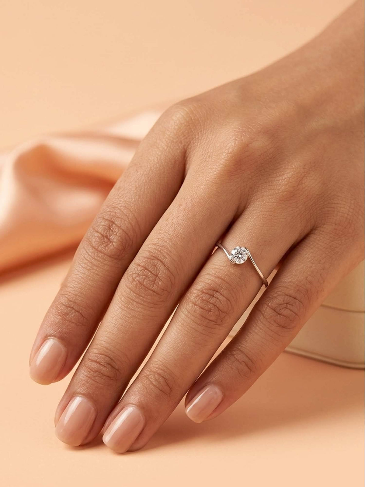 925 SILLER 925 Pure Silver Solitaire Rhodium Plated Zircon Ring (7)