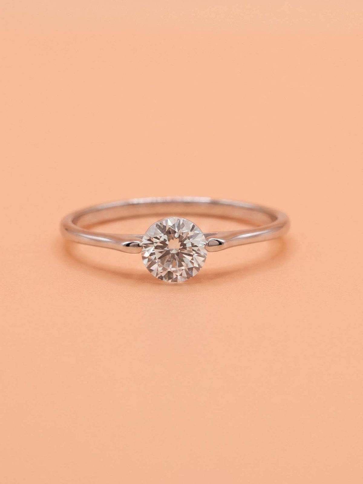 925 SILLER 925 Pure Silver Solitaire Rhodium Plated Zircon Ring (7)