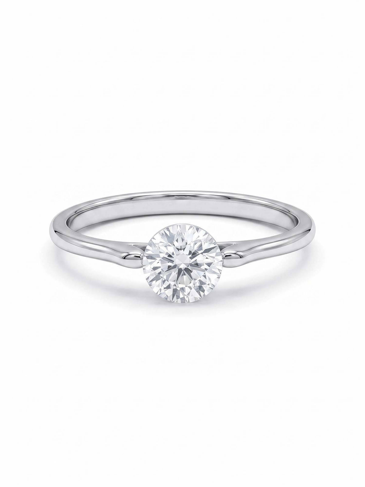 925 SILLER 925 Pure Silver Solitaire Rhodium Plated Zircon Ring (7)