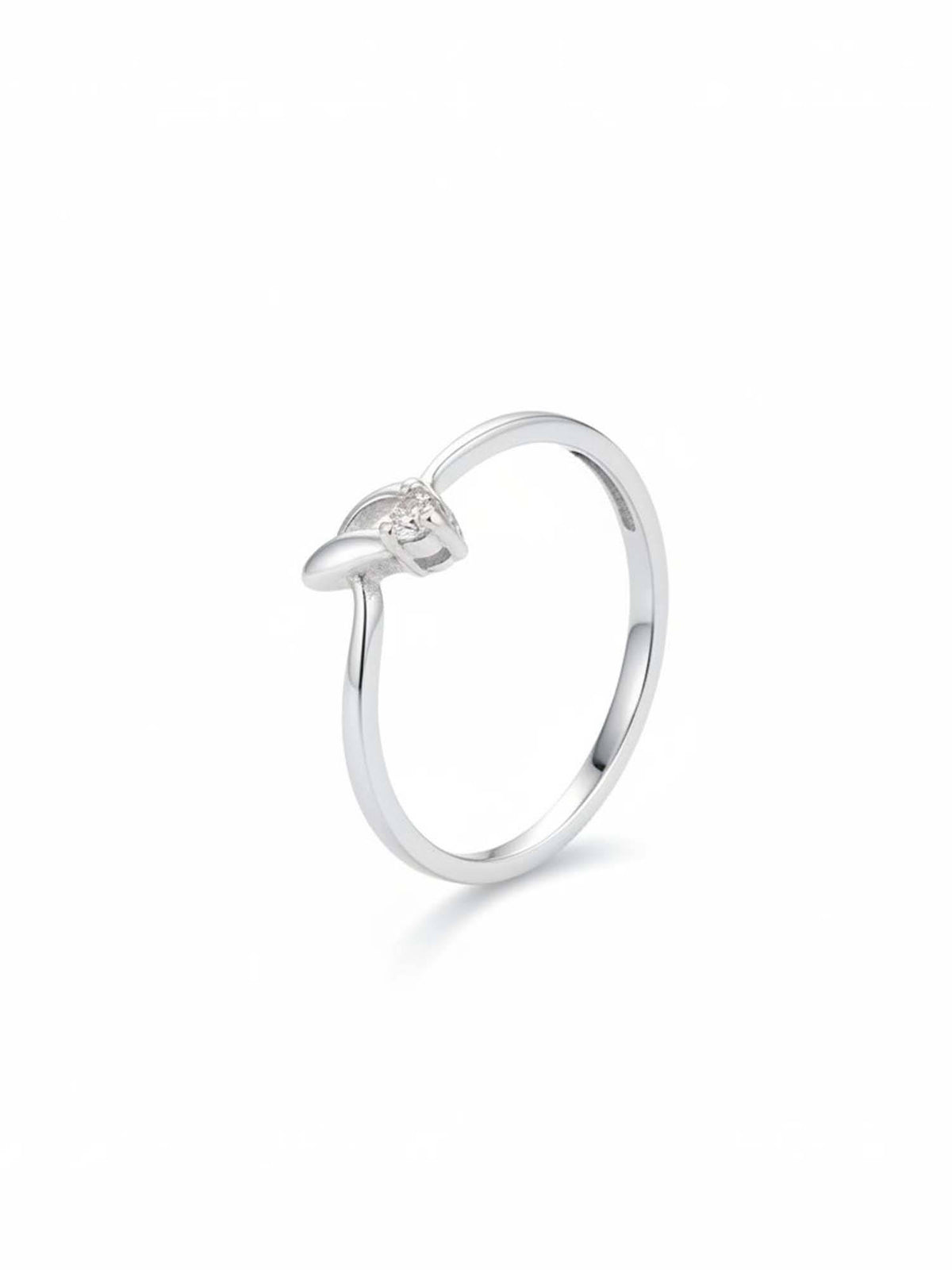 925 SILLER 925 Pure Silver Solitaire Rhodium Plated Zircon Ring (7)