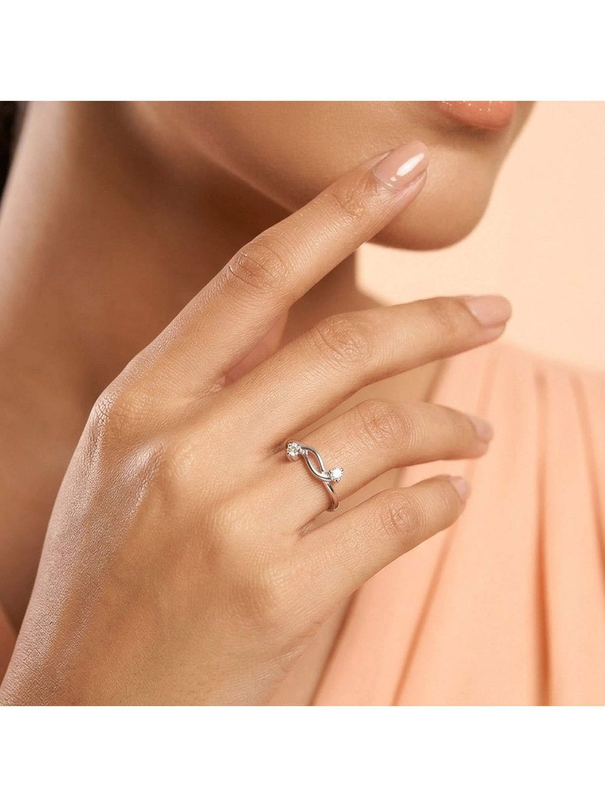 925 SILLER 925 Pure Silver Solitaire Rhodium Plated Zircon Ring (7)