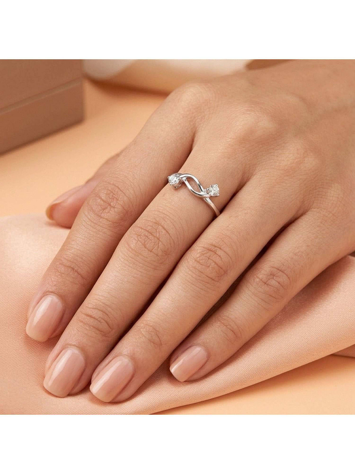 925 SILLER 925 Pure Silver Solitaire Rhodium Plated Zircon Ring (7)