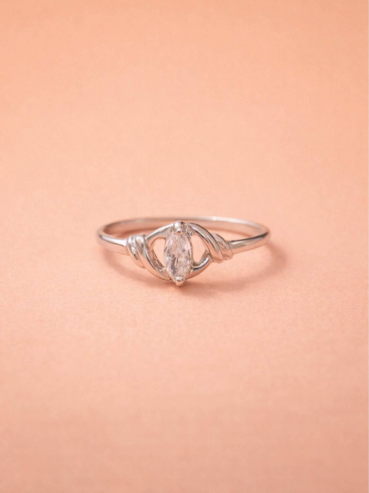 925 SILLER 925 Pure Silver Solitaire Rhodium Plated Zircon Ring (7)