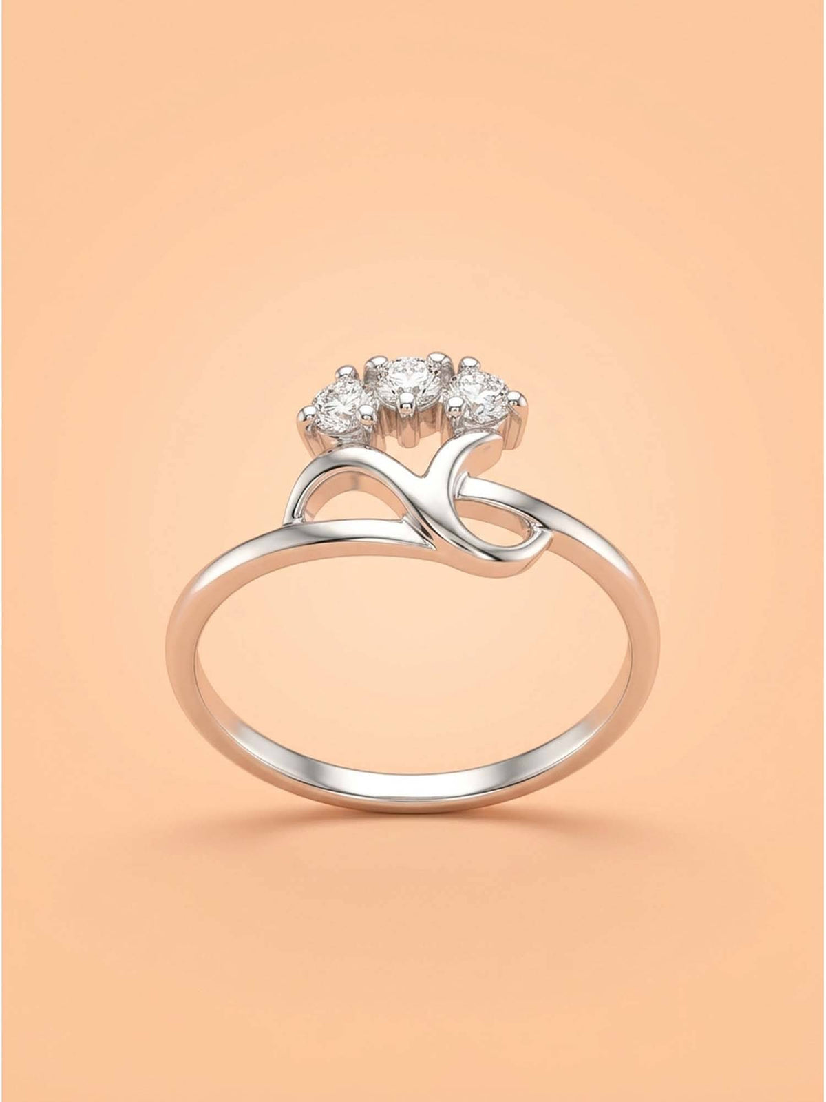 925 SILLER 925 Pure Silver Solitaire Rhodium Plated Zircon Ring (7)