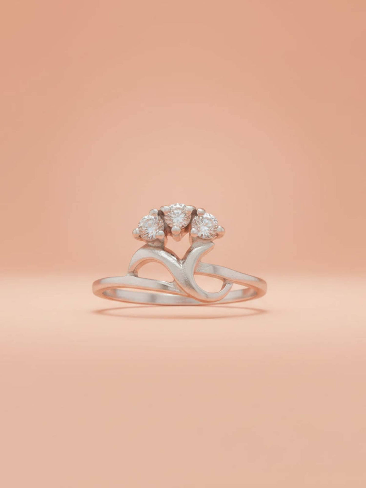 925 SILLER 925 Pure Silver Solitaire Rhodium Plated Zircon Ring (7)