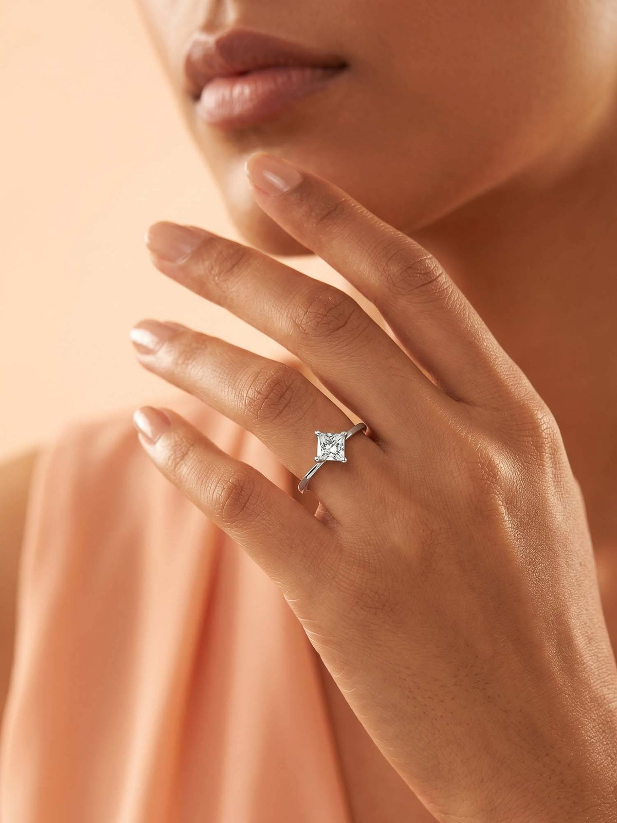 925 SILLER 925 Pure Silver Solitaire Rhodium Plated Zircon Ring (7)