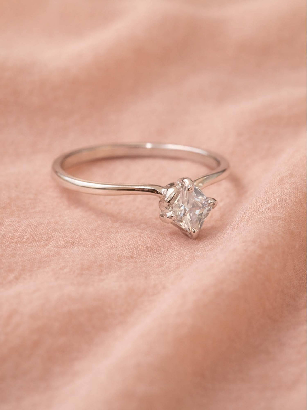925 SILLER 925 Pure Silver Solitaire Rhodium Plated Zircon Ring (7)