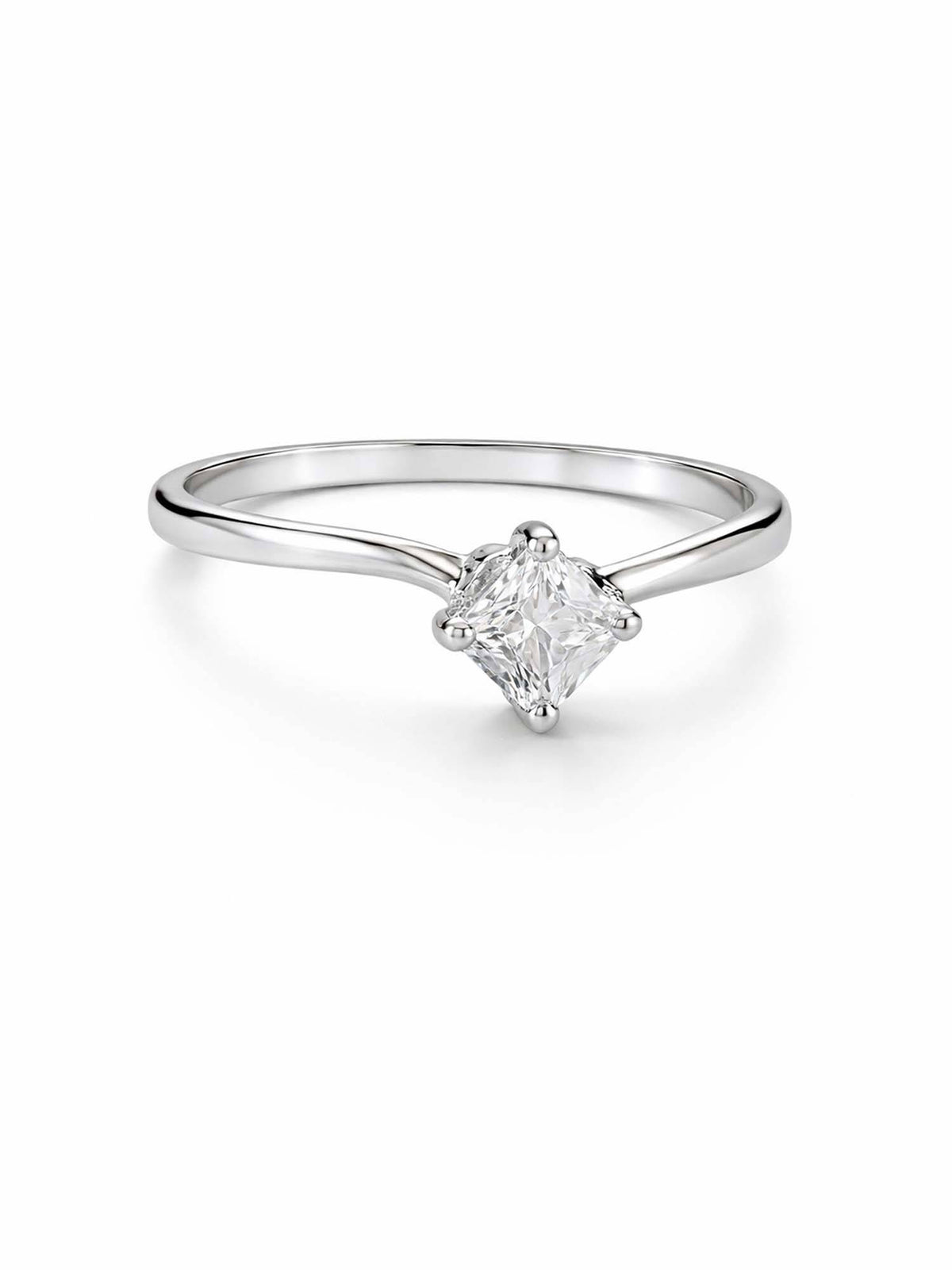 925 SILLER 925 Pure Silver Solitaire Rhodium Plated Zircon Ring (7)