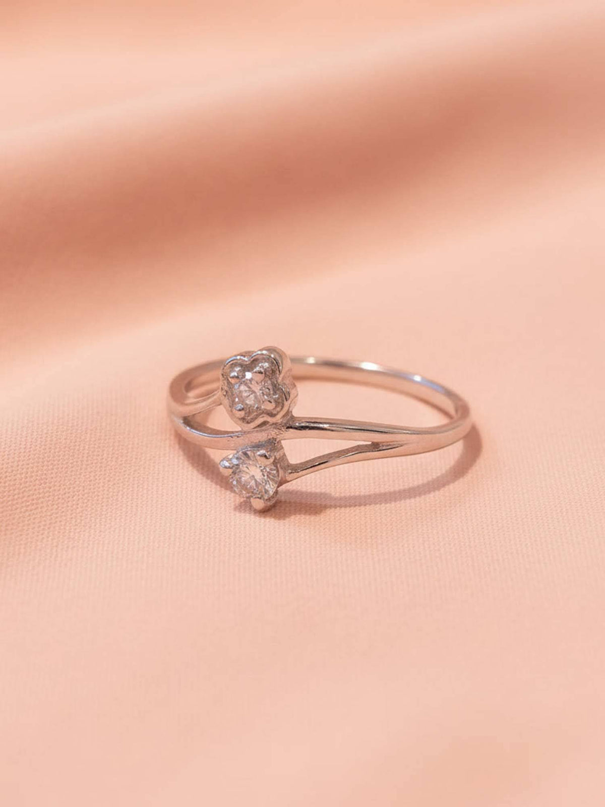 925 SILLER 925 Pure Silver Solitaire Rhodium Plated Zircon Ring (7)