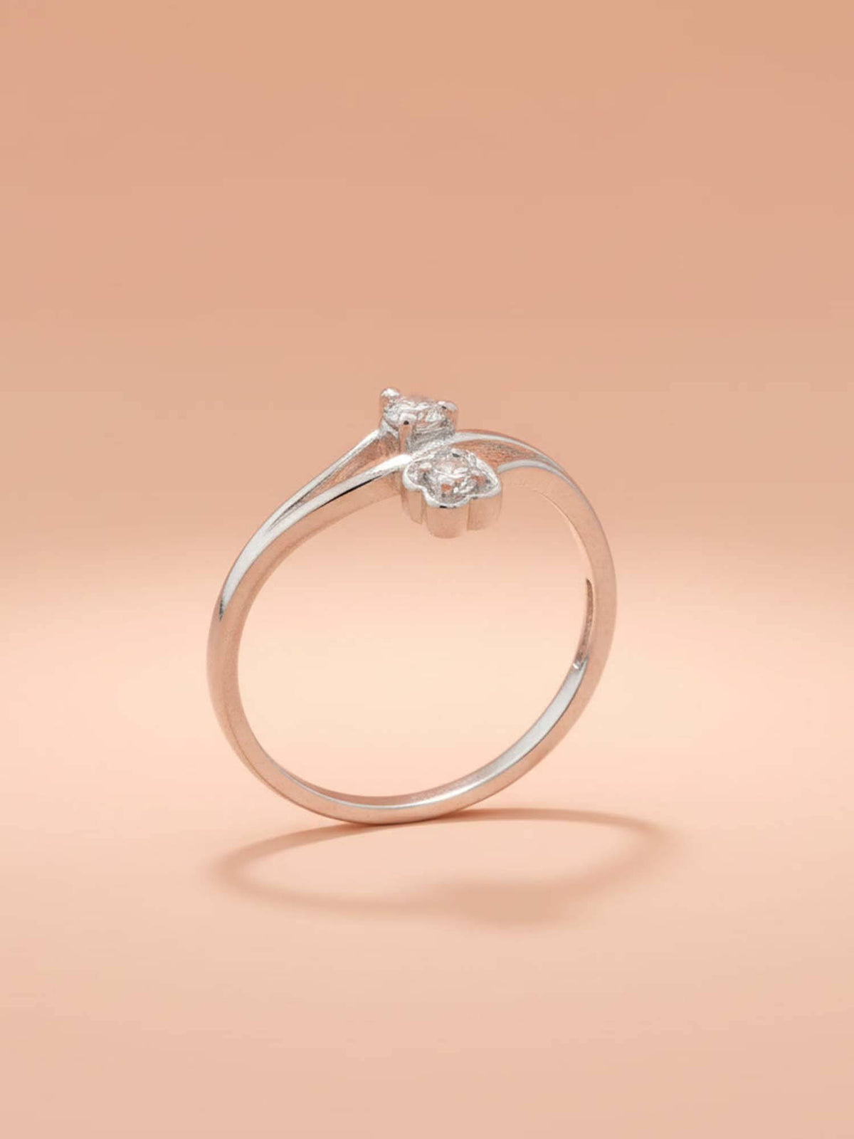 925 SILLER 925 Pure Silver Solitaire Rhodium Plated Zircon Ring (7)