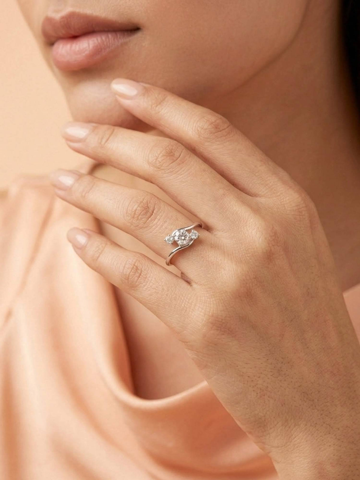 925 SILLER 925 Pure Silver Solitaire Rhodium Plated Zircon Ring (7)