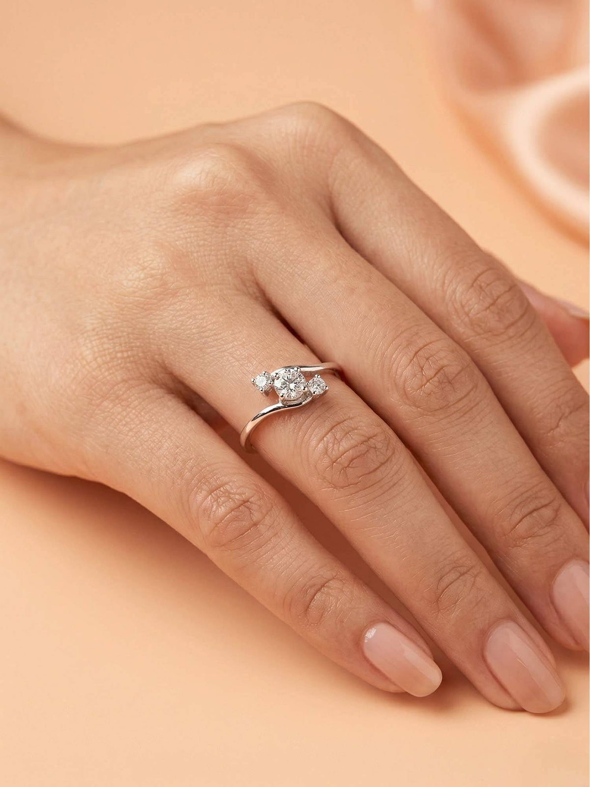 925 SILLER 925 Pure Silver Solitaire Rhodium Plated Zircon Ring (7)