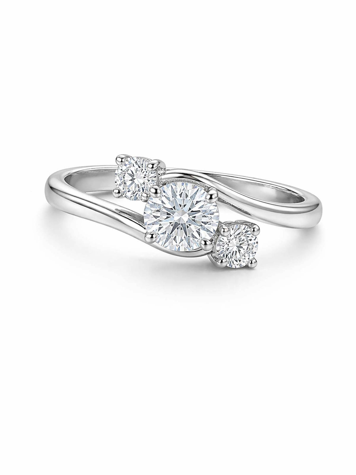 925 SILLER 925 Pure Silver Solitaire Rhodium Plated Zircon Ring (7)