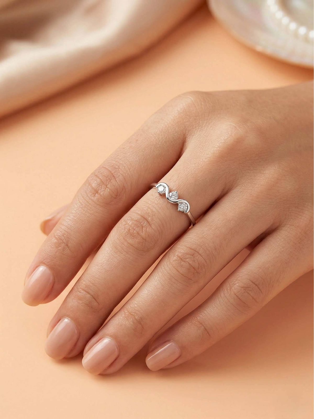 925 SILLER 925 Pure Silver Solitaire Rhodium Plated Zircon Ring (7)