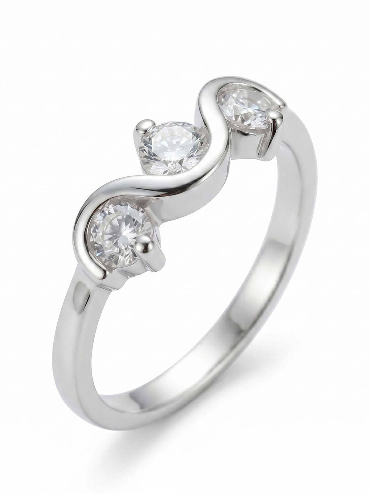925 SILLER 925 Pure Silver Solitaire Rhodium Plated Zircon Ring (7)