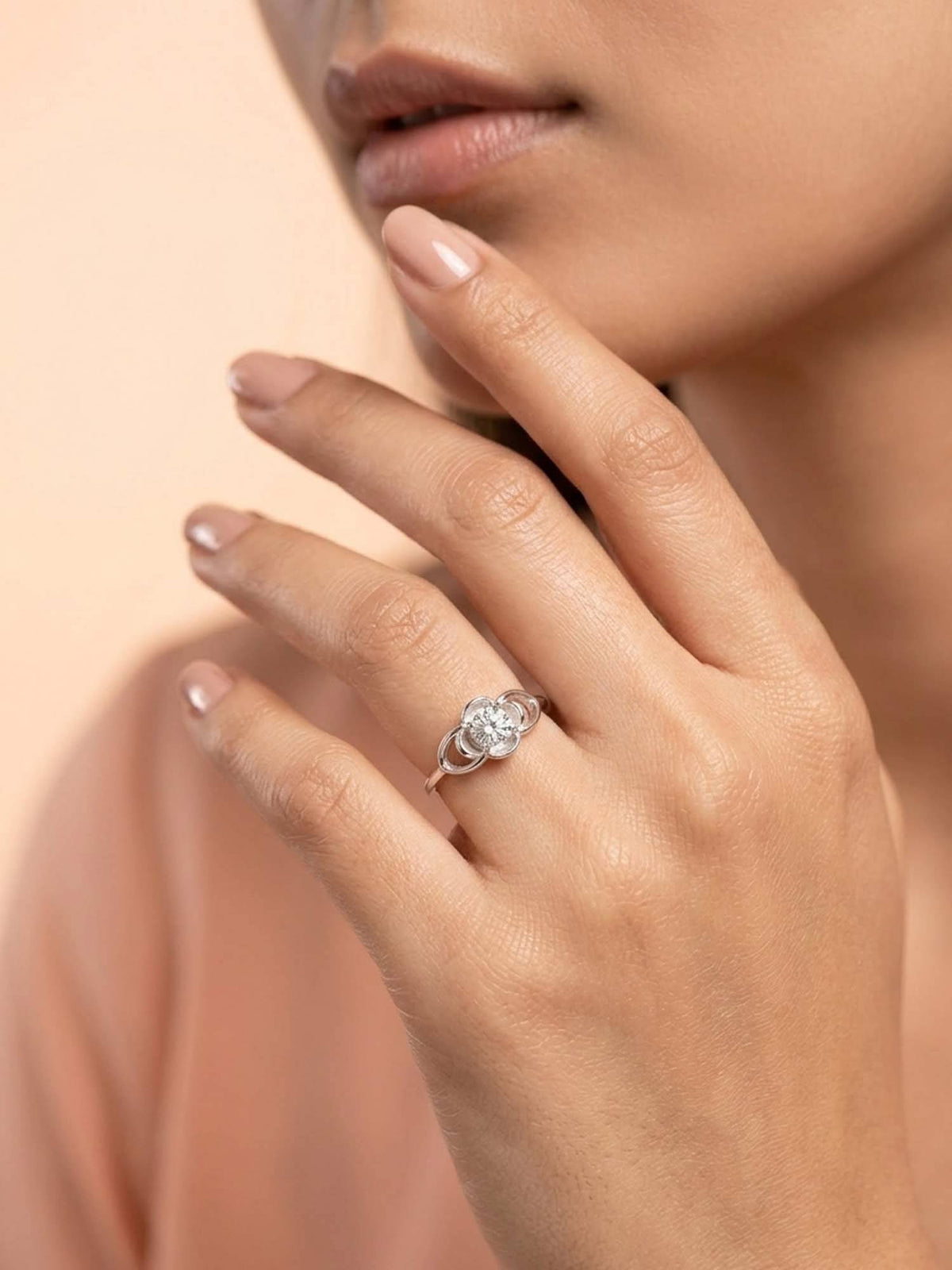 925 SILLER 925 Pure Silver Solitaire Rhodium Plated Zircon Ring (7)