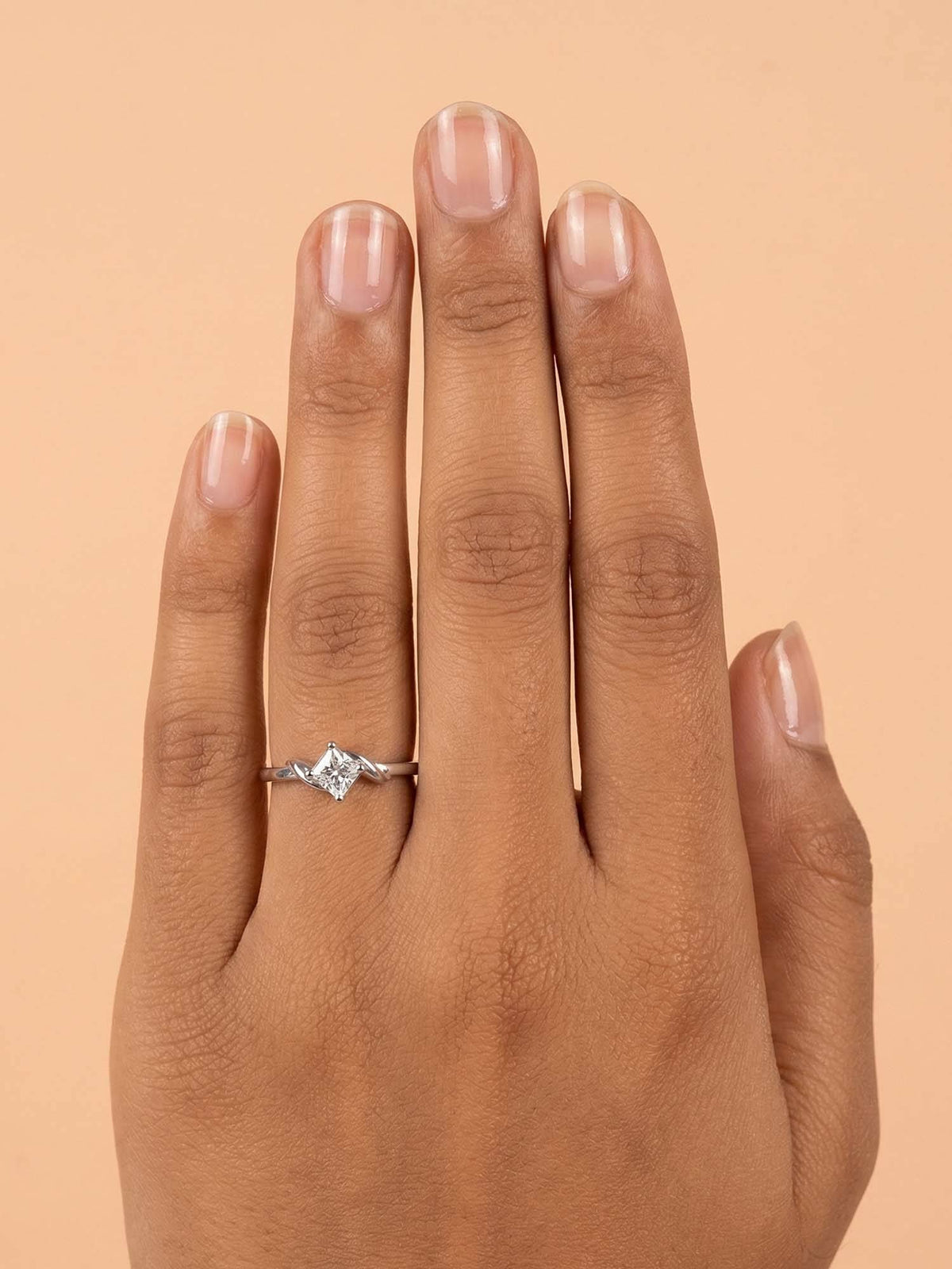 925 SILLER 925 Pure Silver Solitaire Rhodium Plated Zircon Ring (7)
