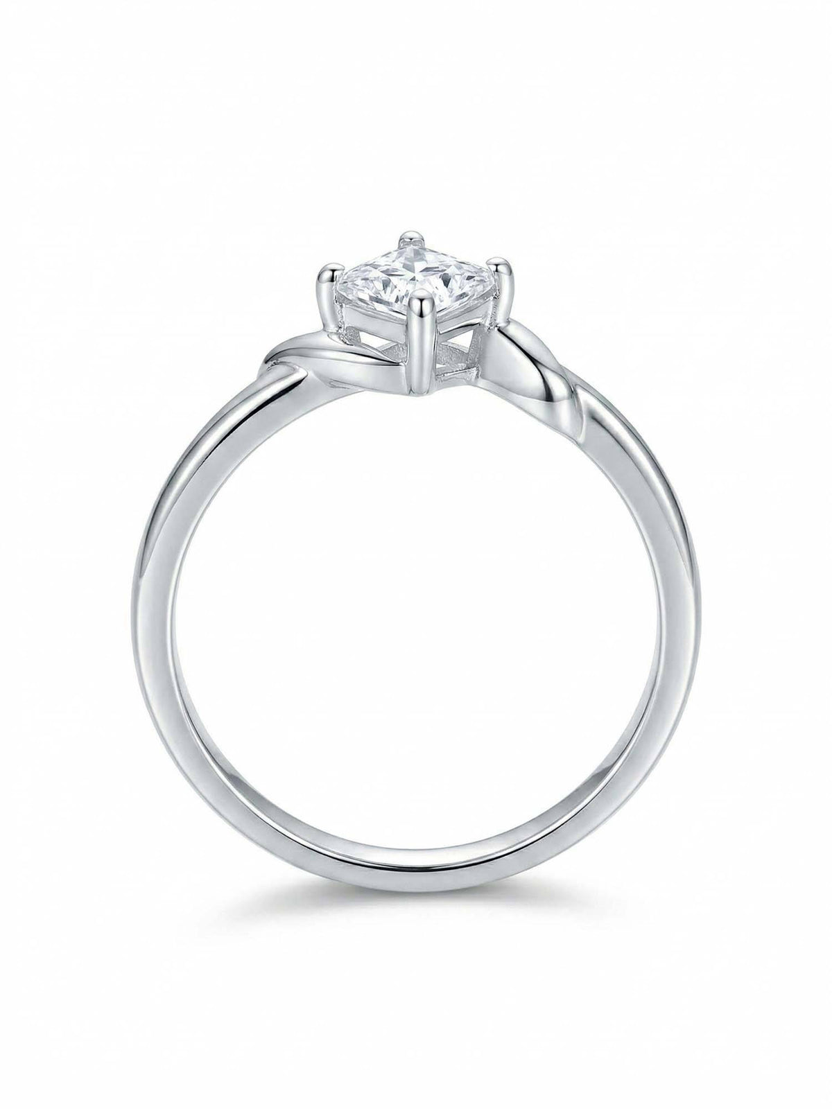 925 SILLER 925 Pure Silver Solitaire Rhodium Plated Zircon Ring (7)