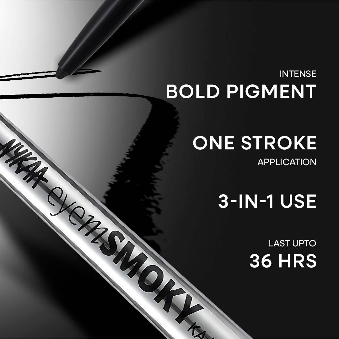 Nykaa Cosmetics Eyem Smokey Intense Gel Kajal With Free Sharpener & Smudger- Black