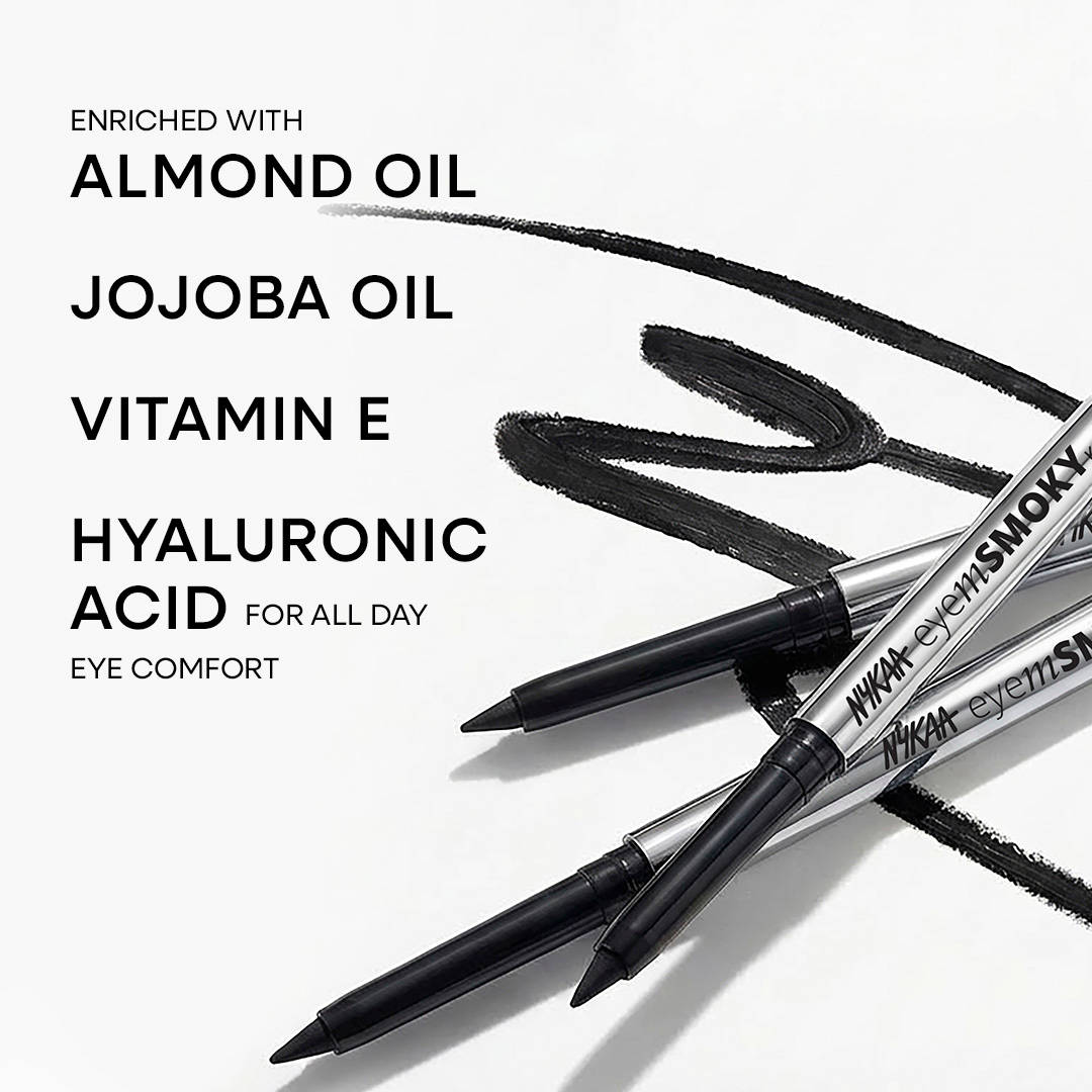 Nykaa Cosmetics Eyem Smokey Intense Gel Kajal With Free Sharpener & Smudger- Black