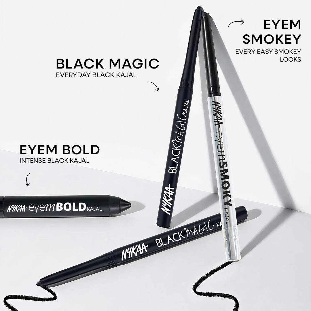 Nykaa Cosmetics Eyem Smokey Intense Gel Kajal With Free Sharpener & Smudger- Black