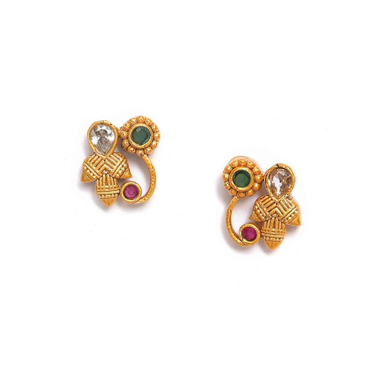 Aatmana Antique Gold Plated American Diamond Studded Jewellery Set