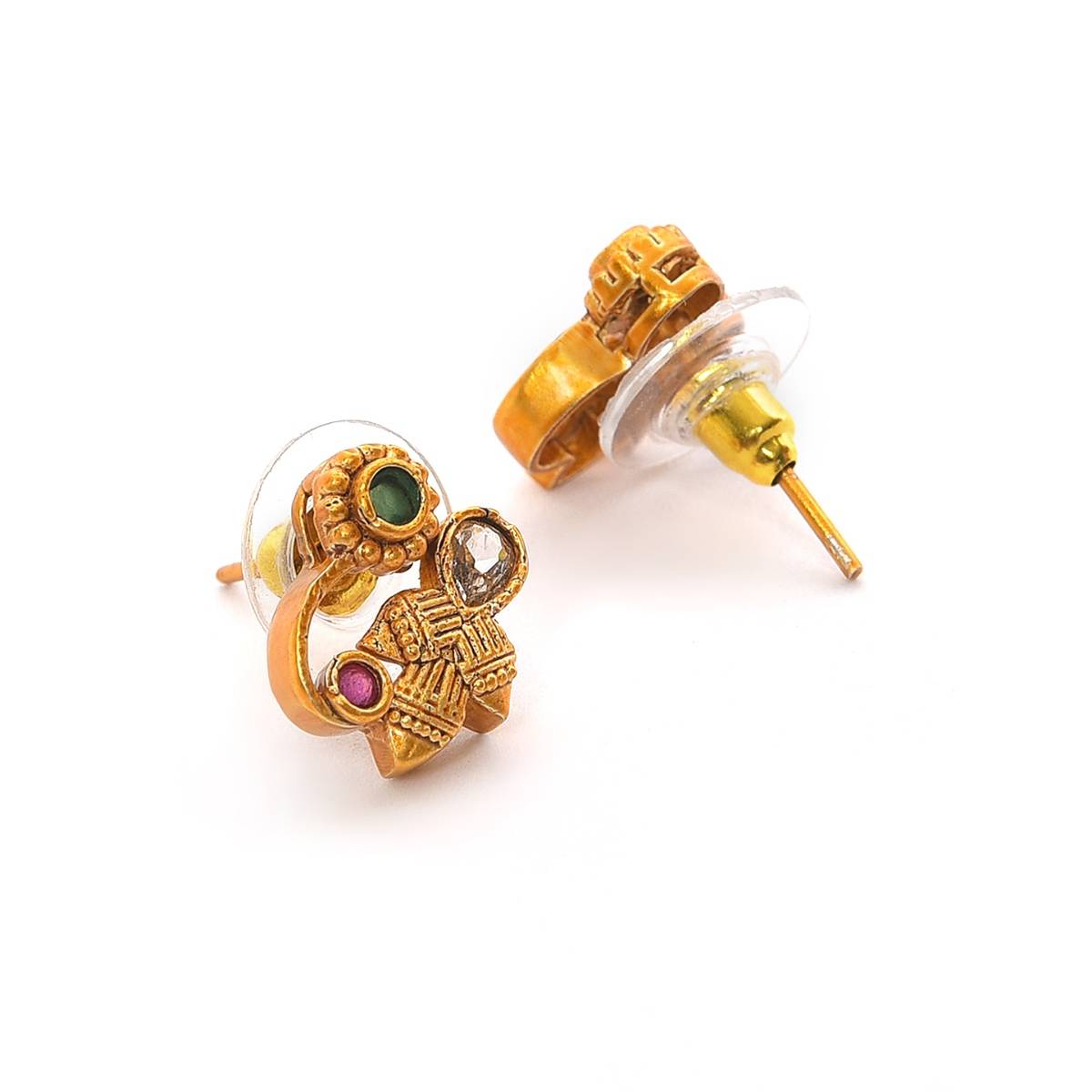 Aatmana Antique Gold Plated American Diamond Studded Jewellery Set