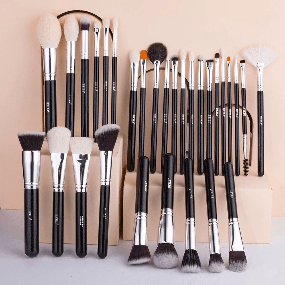 Beili - Black Makeup Brushes Set (30Pcs) With Fan - BEAUTY BRATS