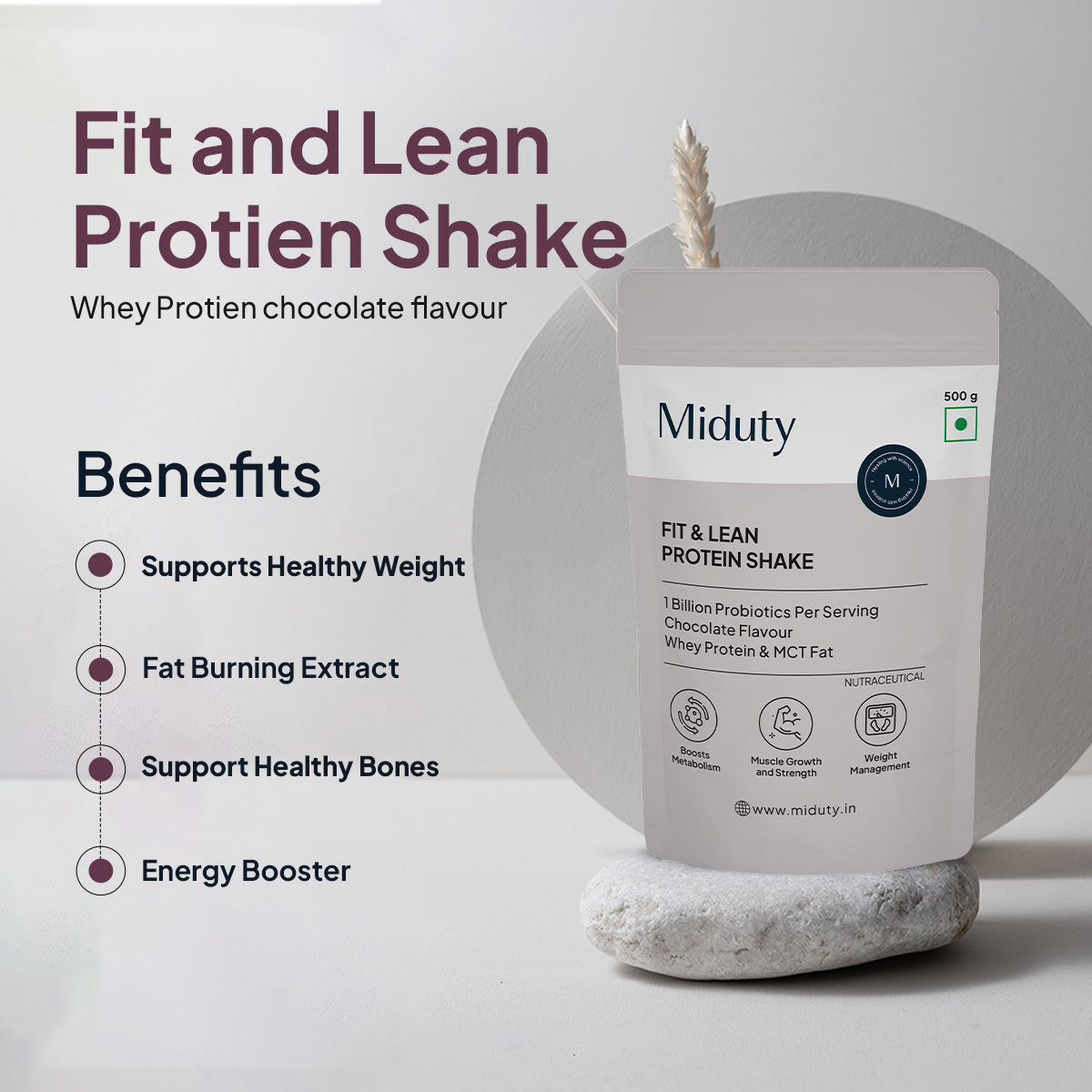 Miduty Fit & Lean Protein Shake | Whey Protein Powder 1 kg