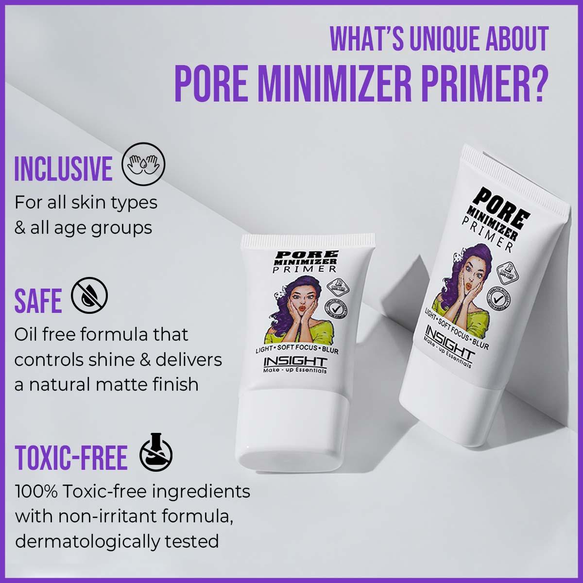 Insight Cosmetics Pore Minimizer Primer, Oil Free Pore Minimizing Matte Finish Formula (10ml)