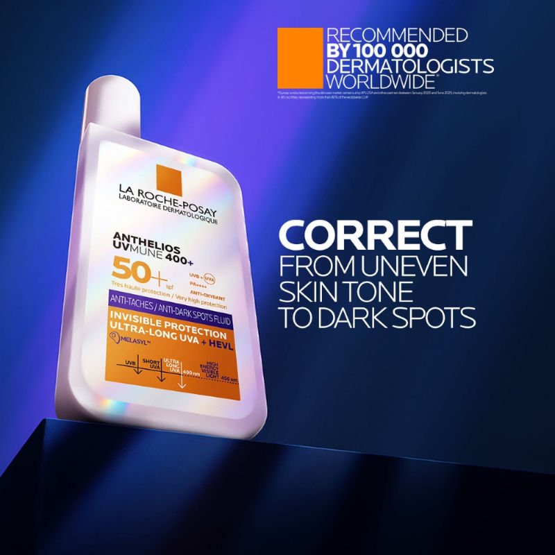 La Roche-Posay Anthelios UVMUNE400 Anti-Dark Spot Fluid SPF50+ Sunscreen with Melasyl for pigmented skin (50ml)
