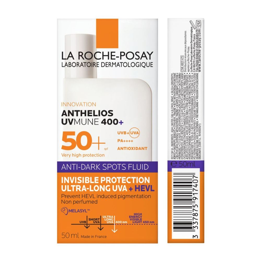La Roche-Posay Anthelios UVMUNE400 Anti-Dark Spot Fluid SPF50+ Sunscreen with Melasyl for pigmented skin (50ml)
