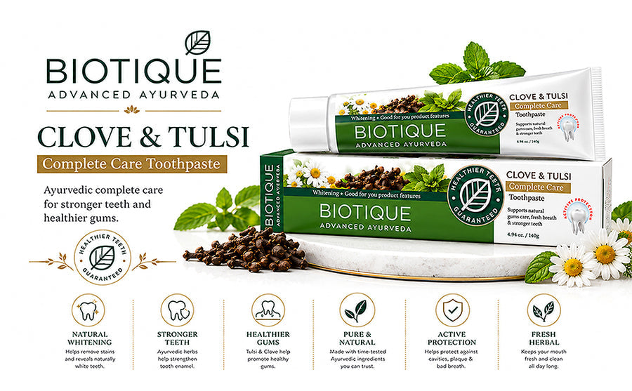 Biotique Complete Care Clove & Tulsi Toothpaste 140g image 1