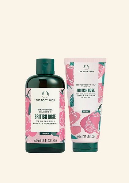 The Body Shop British Rose Shower Gel And Body Lotion Duo