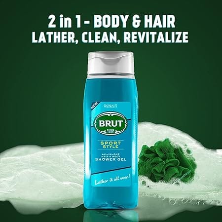 Brut - Sport Style All In One Hair & Body Shower Gel (500ML) - BEAUTY BRATS