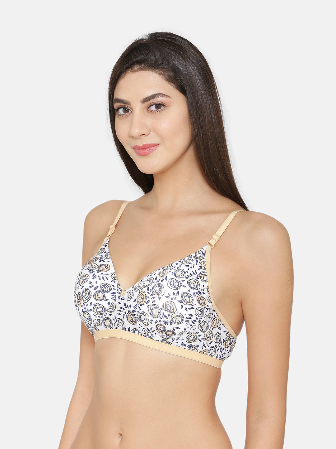 Abelino Printed Lightly Padded Push-up Bra - White (30B) · 30B
