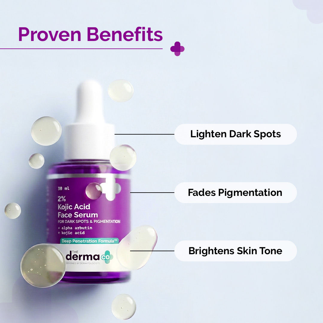 The Derma Co 2% Kojic Acid Face Serum for Dark spots reduction, Pigmentation & Blemishes (30ml)