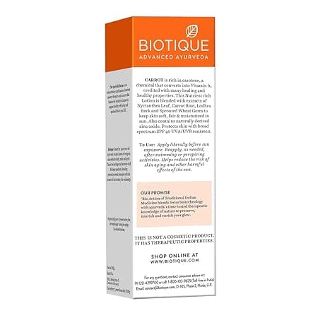 Biotique - Sunshield Carrot 40+SPF Sunscreen Ultra Protective Lotion (190ml)
