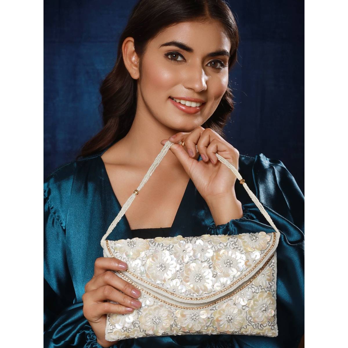 Aatmana Ivory Floral Bloom Premium Clutch