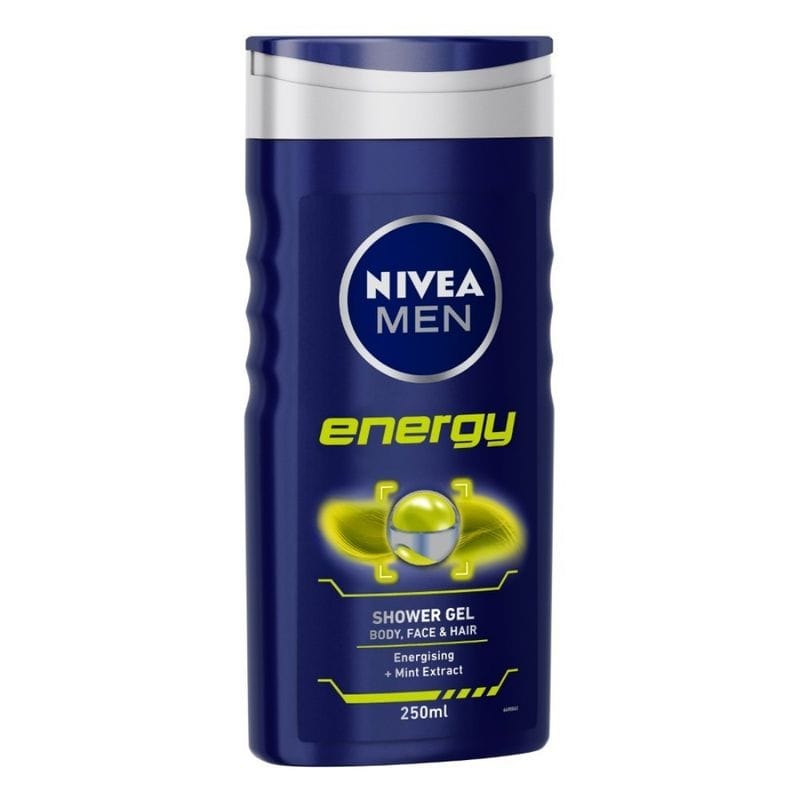 NIVEA Men Body Wash, Energy with Mint Extracts, Shower Gel for Body, Face & Hair (250ml)