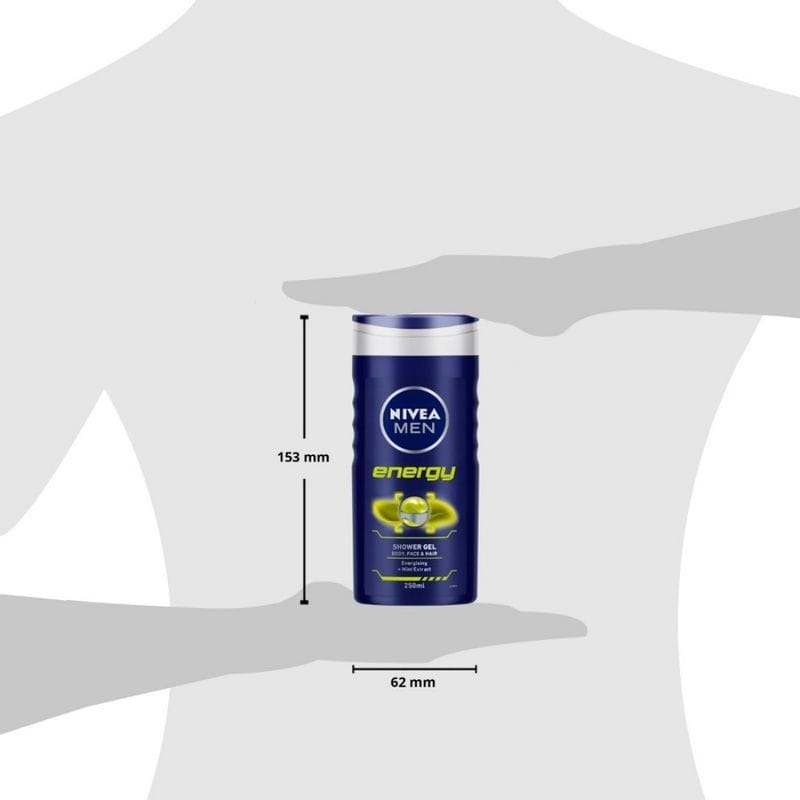 NIVEA Men Body Wash, Energy with Mint Extracts, Shower Gel for Body, Face & Hair (250ml)