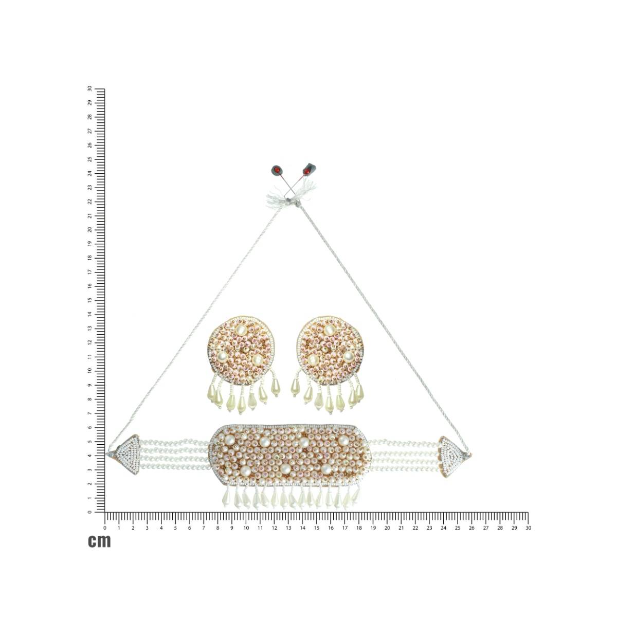 Aatmana White Pearls Beaded Choker Handcrafted Necklace Set