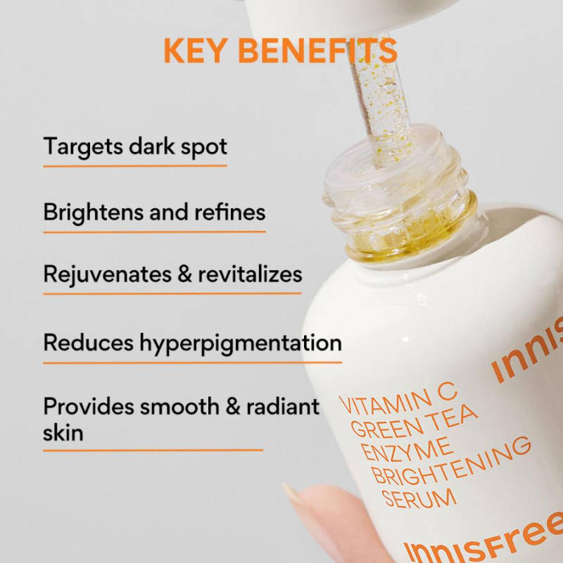 Innisfree Vitamin C Green Tea Brightening Serum - Controls Dark Spots & Clears Skin