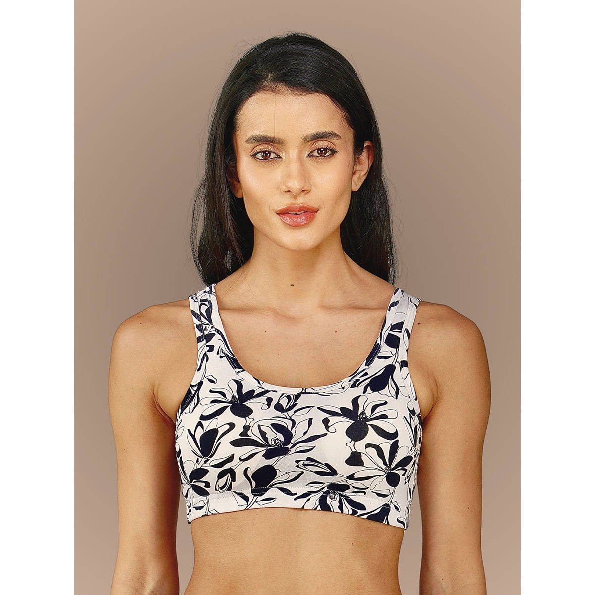 2PEACE White Printed Non-Wired Removable Pads Full Coverage Bralette Bra