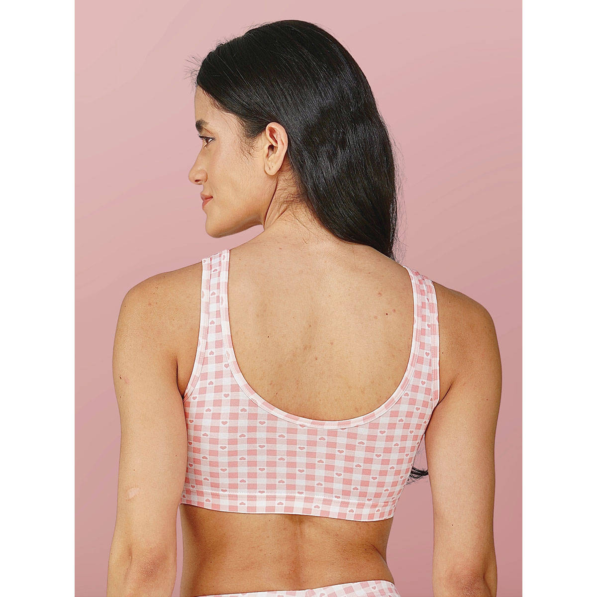 2PEACE Pink Printed Non-Wired Removable Pads Full Coverage Bralette Bra