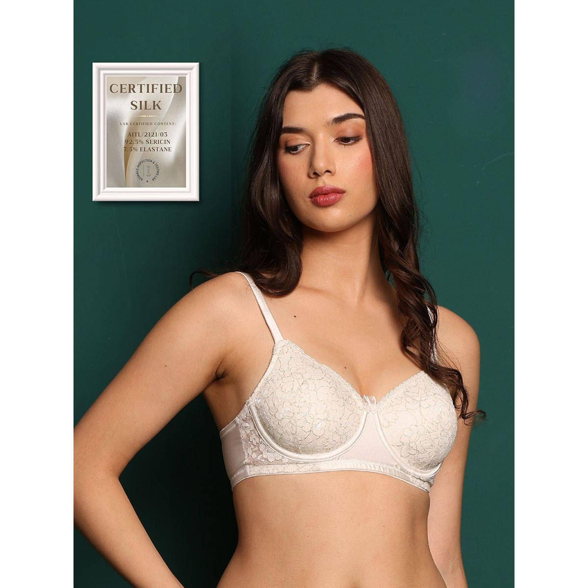 2PEACE White Floral Underwired Lightly Padded Full Coverage T-Shirt Bra