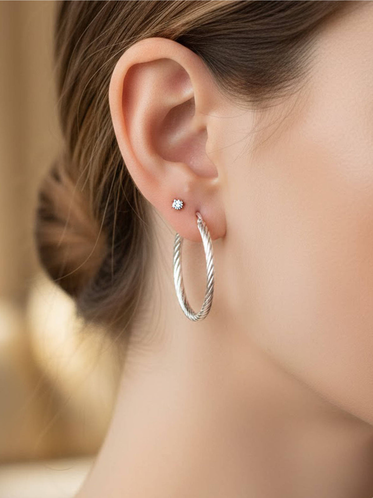 925 SILLER Silver Sterling Silver Statement Hoops Earring