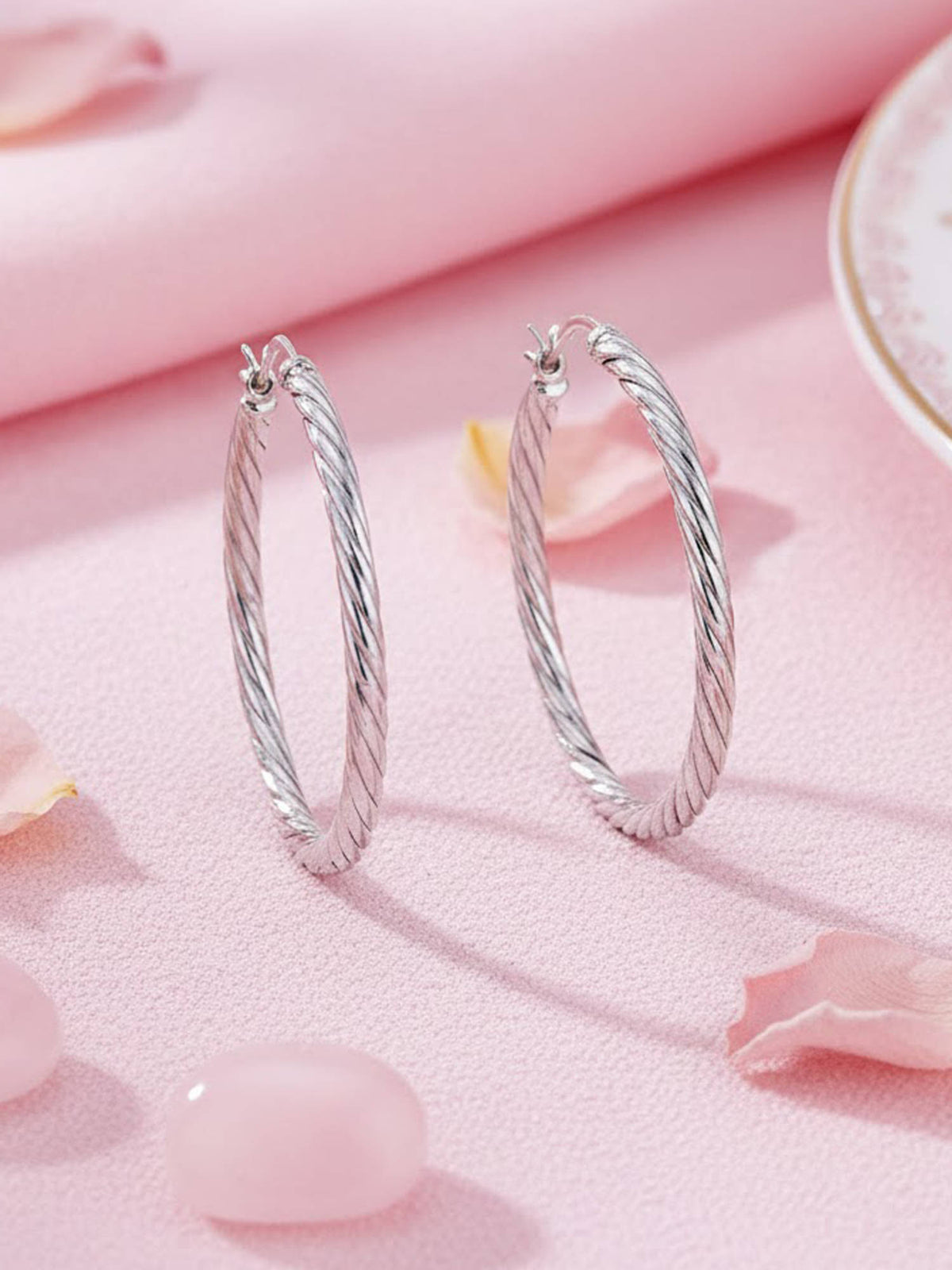 925 SILLER Silver Sterling Silver Statement Hoops Earring